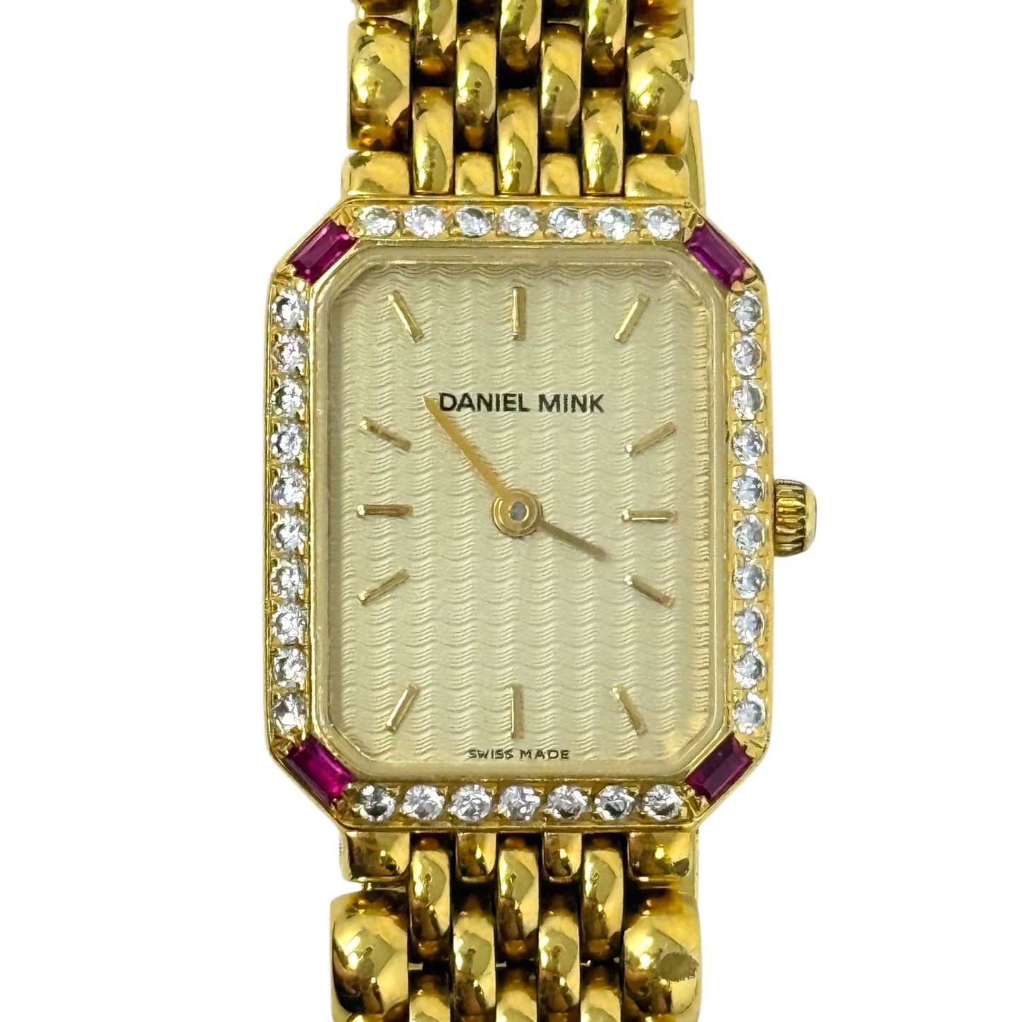 Vintage Elegance Collection Swiss Made 18k Gold Plated & CZ Bezel Watch By Daniel Mink