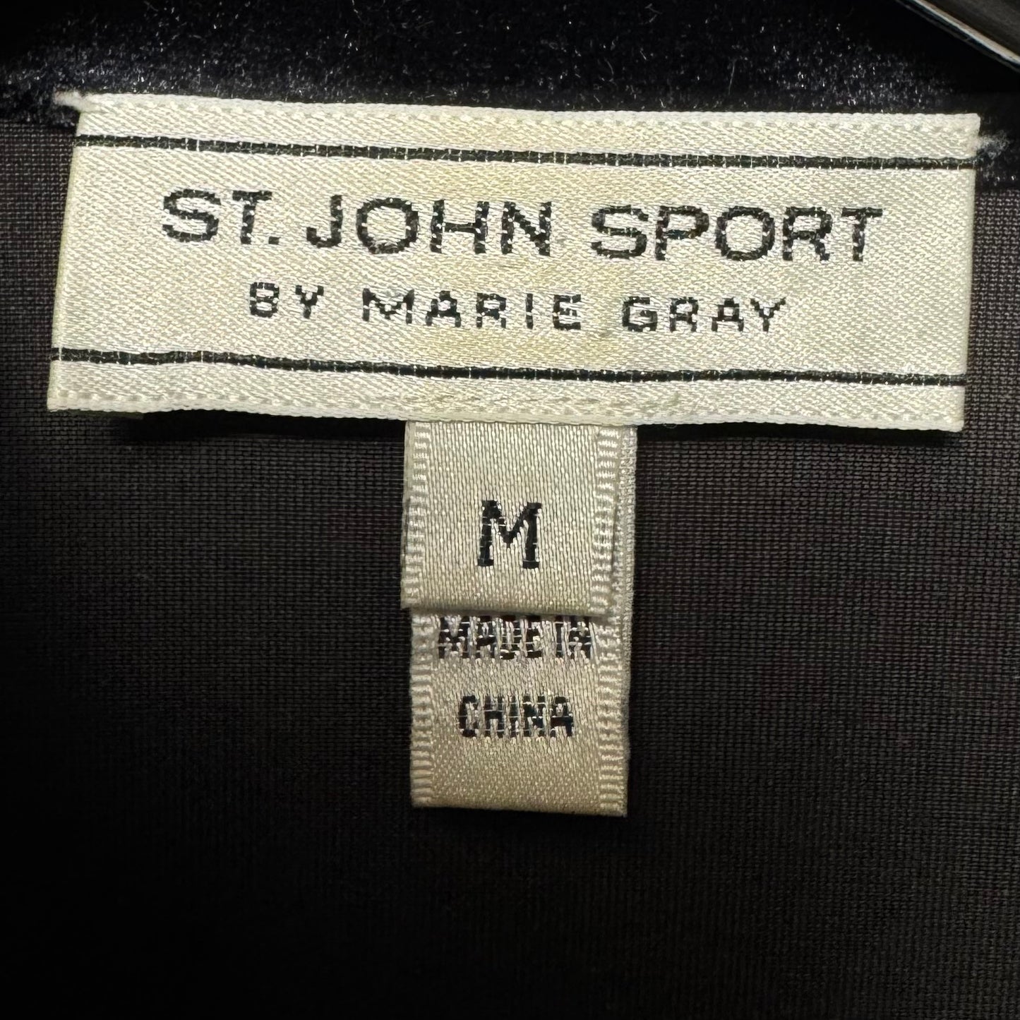 Velvet Track Jacket Luxury Designer By St John Sport In Black & Gold, Size: M