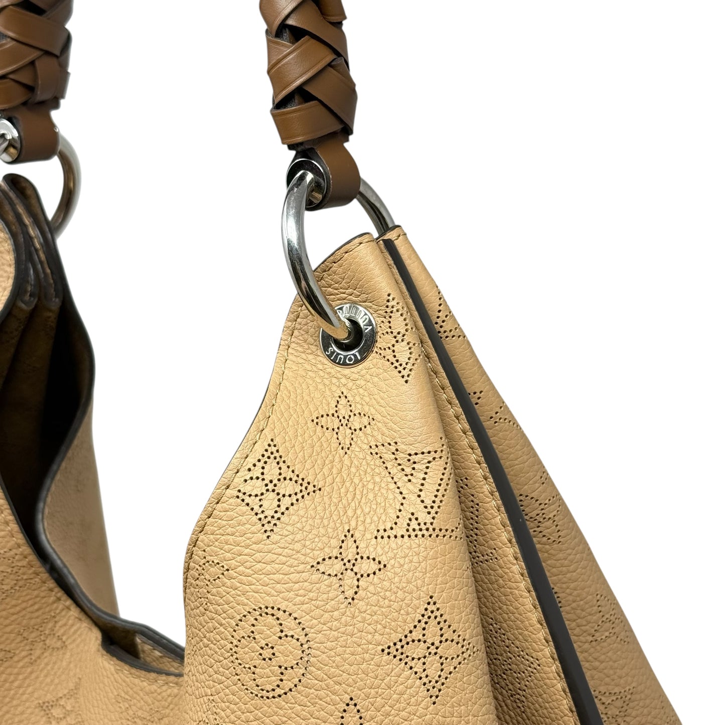 Monogram Mahina Carmel Hobo Luxury Designer By Louis Vuitton In Beige, Size: Large