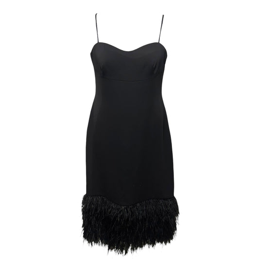Sleeveless Feathered Crepe Midi-Dress By ML Monique Lhuillier In Black, Size: M