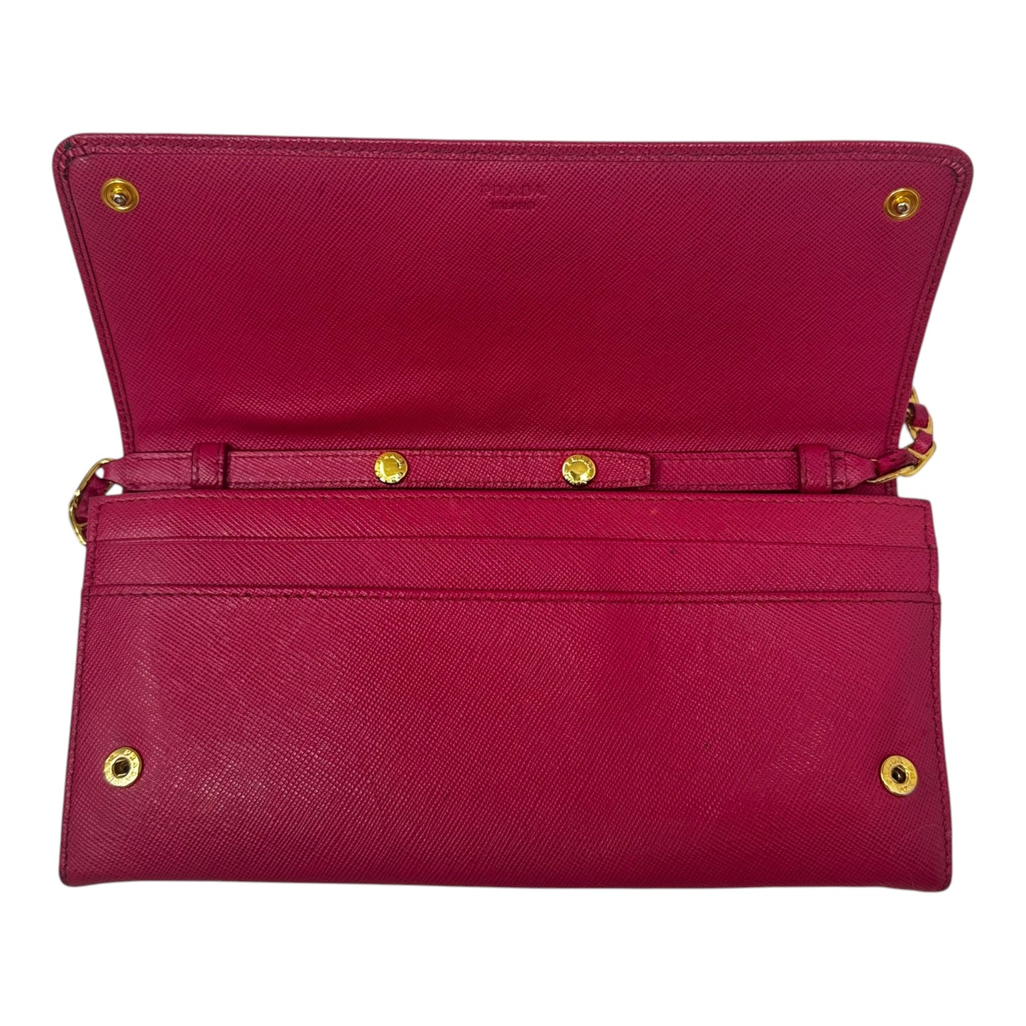 AS IS Saffiano Wallet On A Chain Crossbody Luxury Designer By Prada, Size: Small