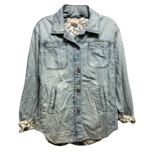 Drapey Denim Shirt Jacket By Pilcro In Blue Denim, Size: XS