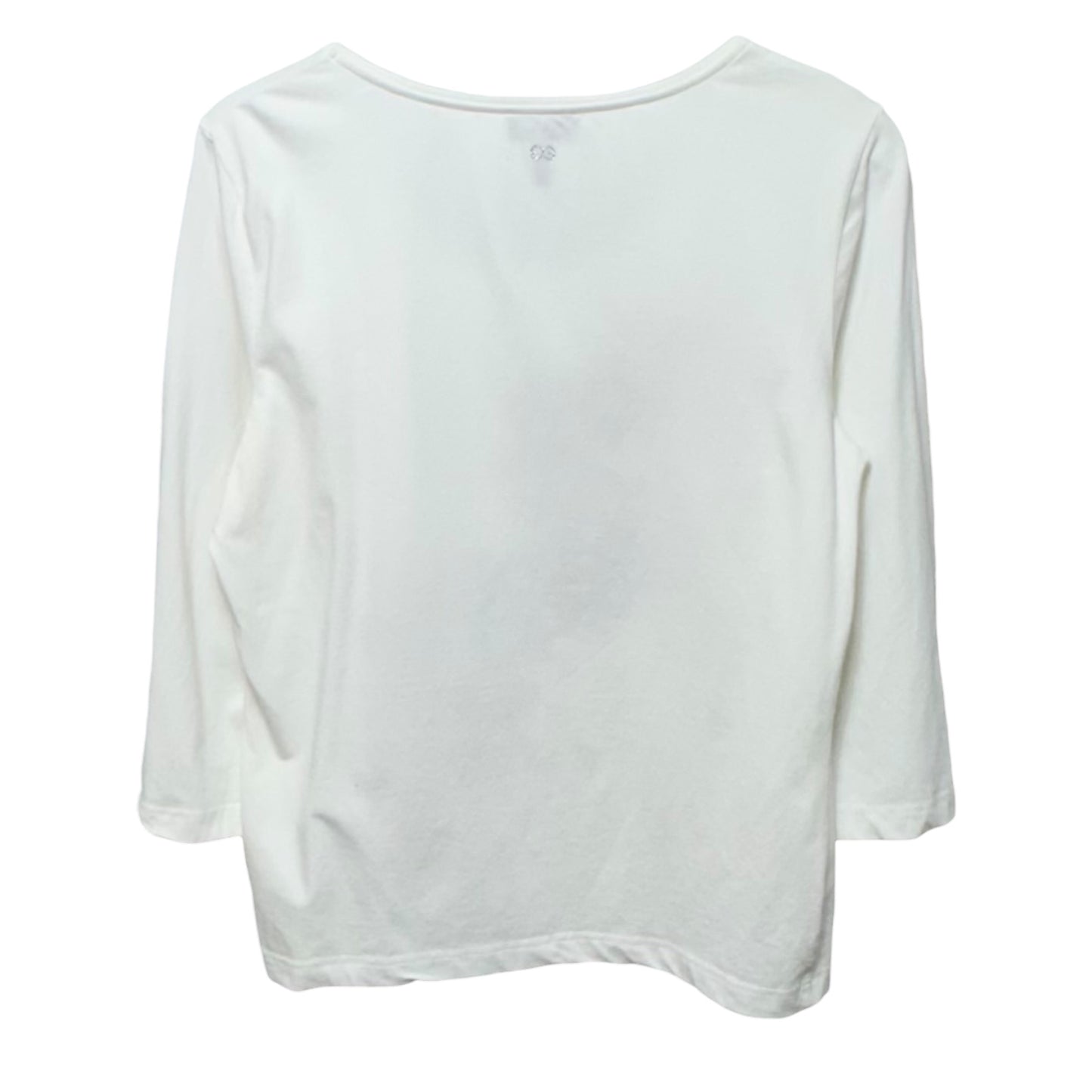 Top 3/4 Sleeve Designer By Escada In Red & White, Size: L