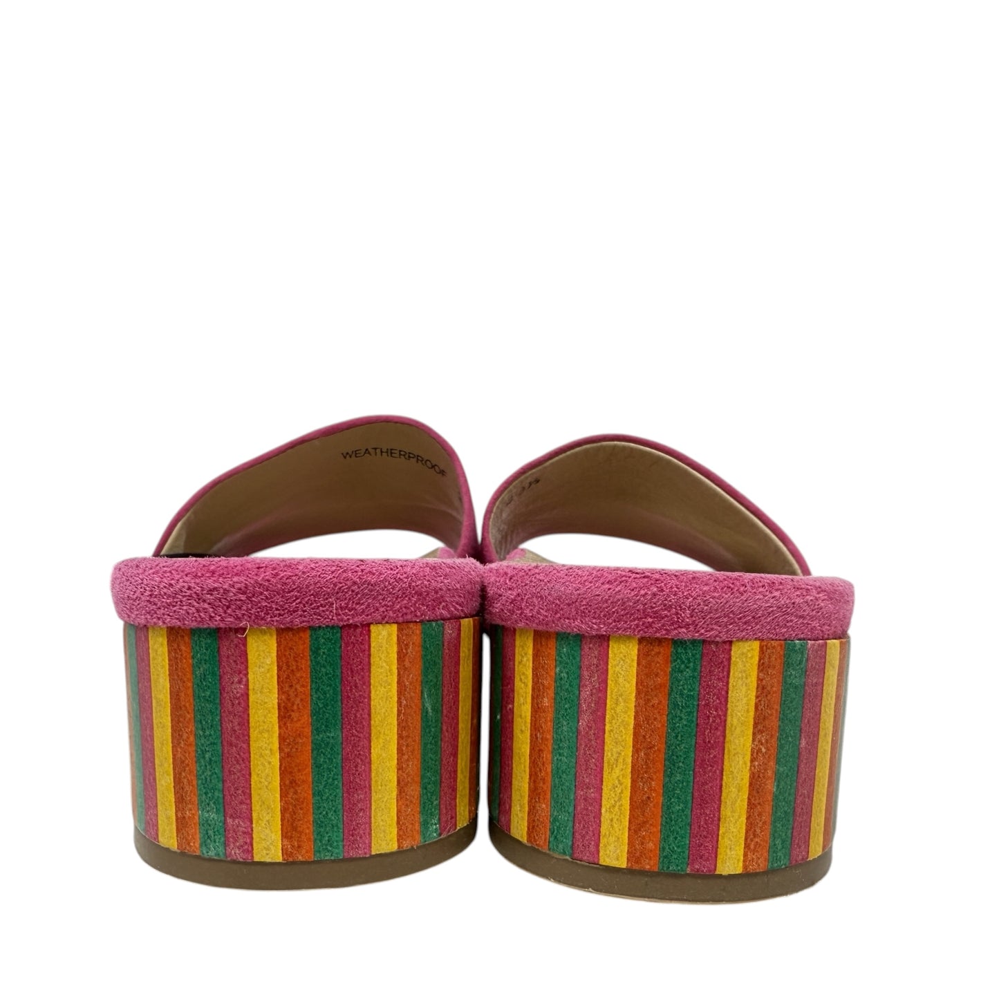 Suede Striped Block Heel Mule Sandals By Ron White In Pink, Size: 8.5