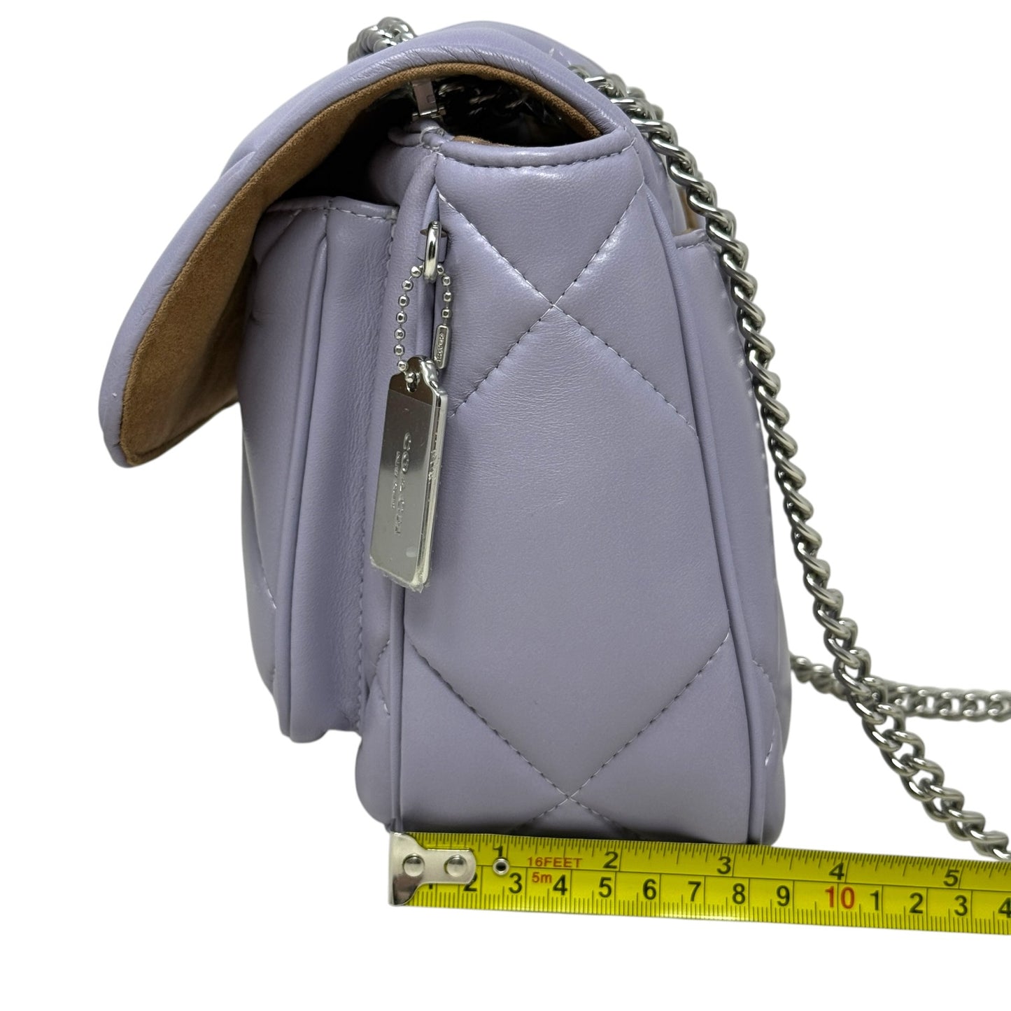 Quilted Leather Klare Crossbody 25 In Silver/Mist Designer By Coach, Size: Medium