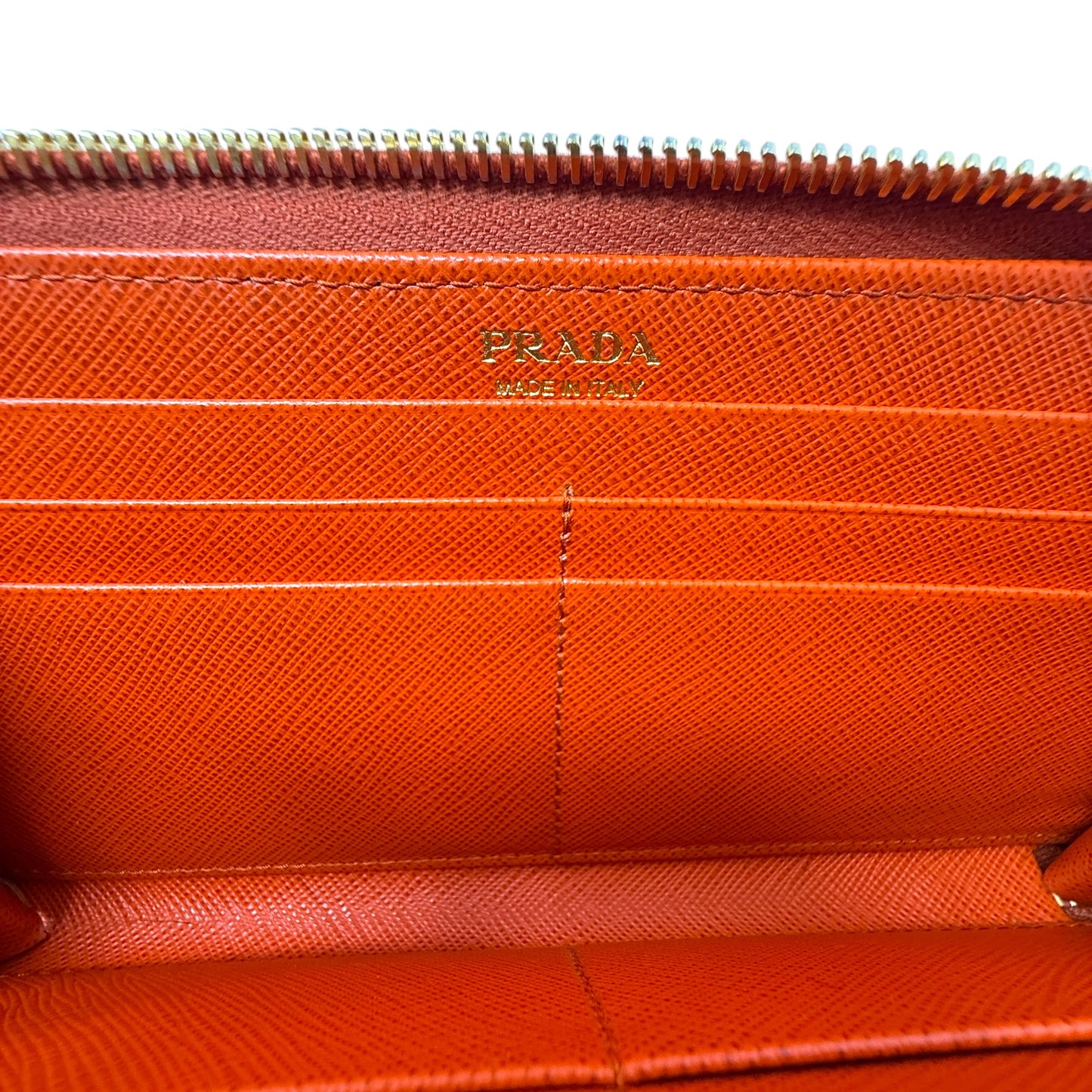 Saffiano Long Continental Zip Wallet Luxury Designer By Prada, Size: Medium