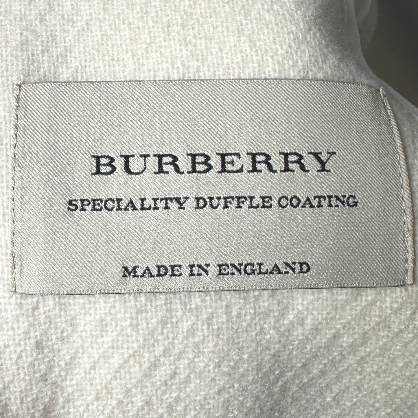 Wool Short Toggle Closure Duffle Jacket Luxury Designer By Burberry In Cream, Size: 8