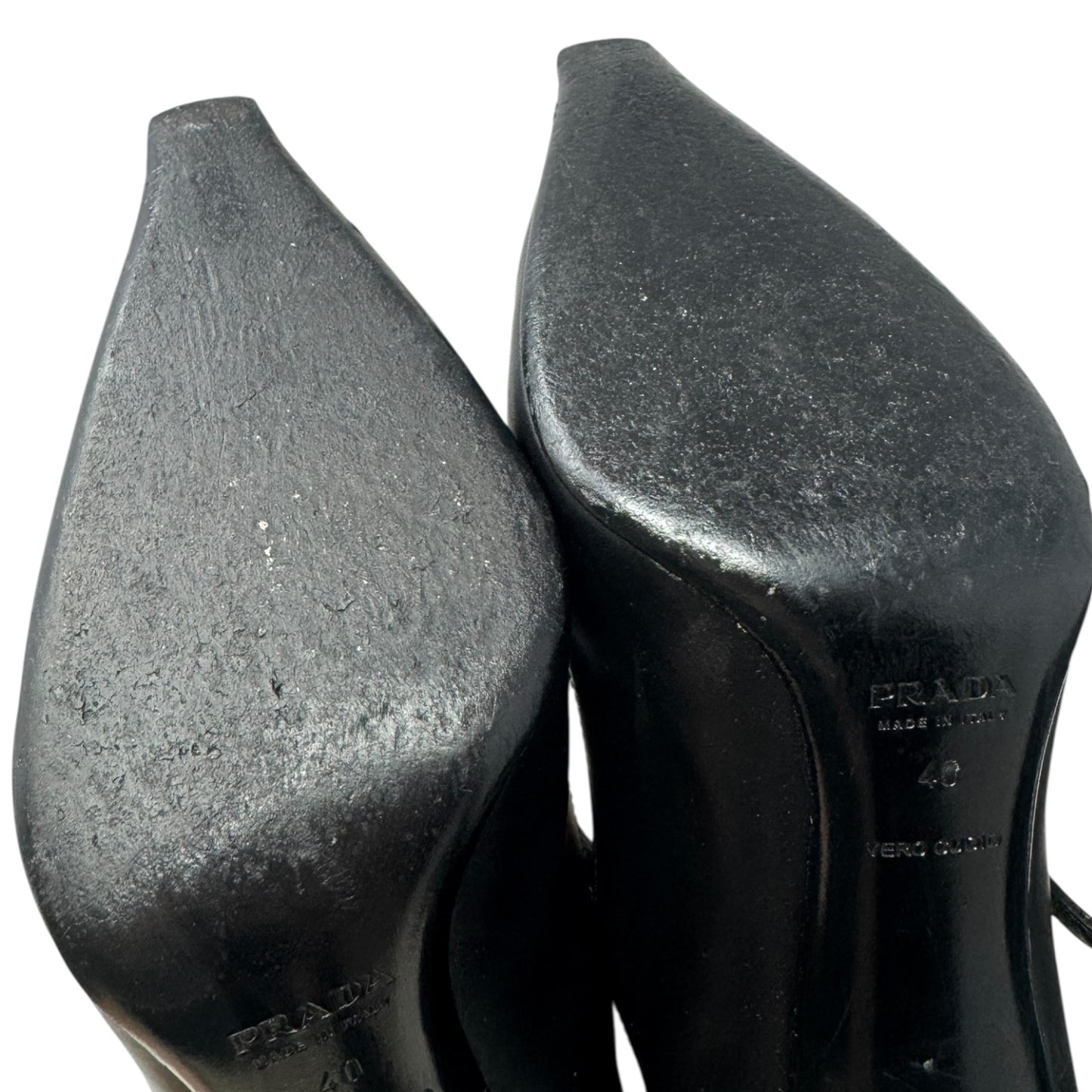 Heels Shoes Luxury Designer By Prada In Black, Size: 10 (IT 40)