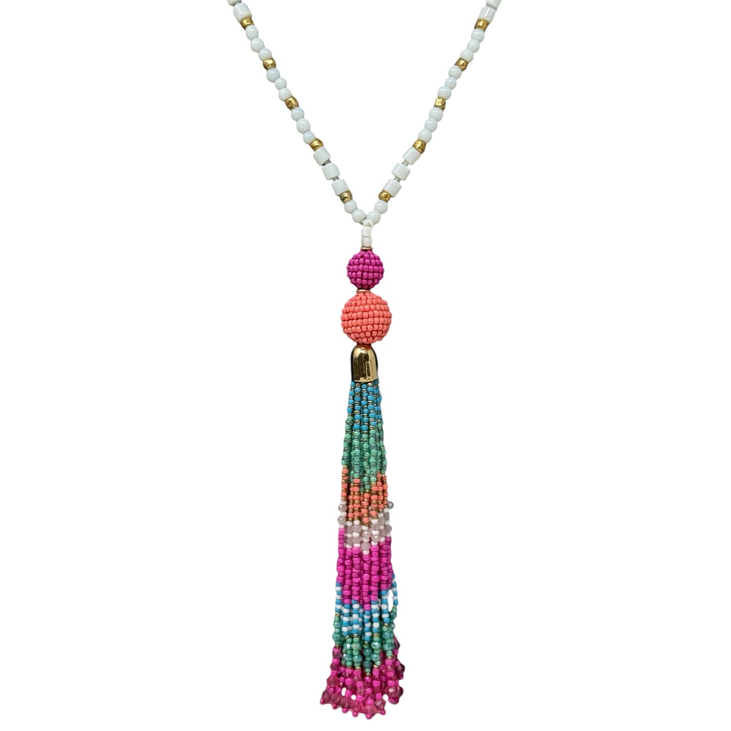 Colorful Beaded Tassel Necklace Designer By Lilly Pulitzer