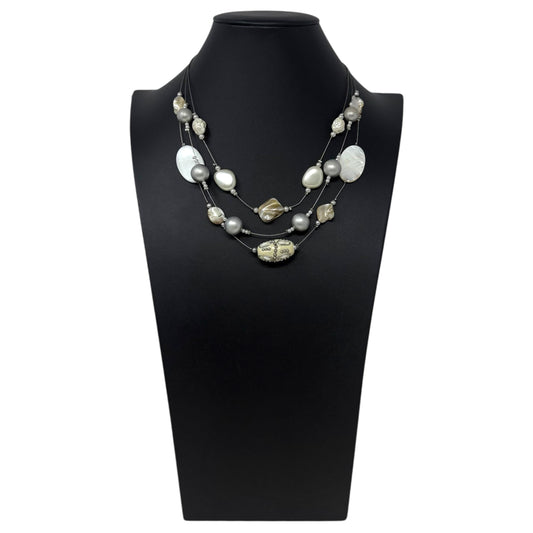 Layered Beaded Wire Necklace By Unbranded
