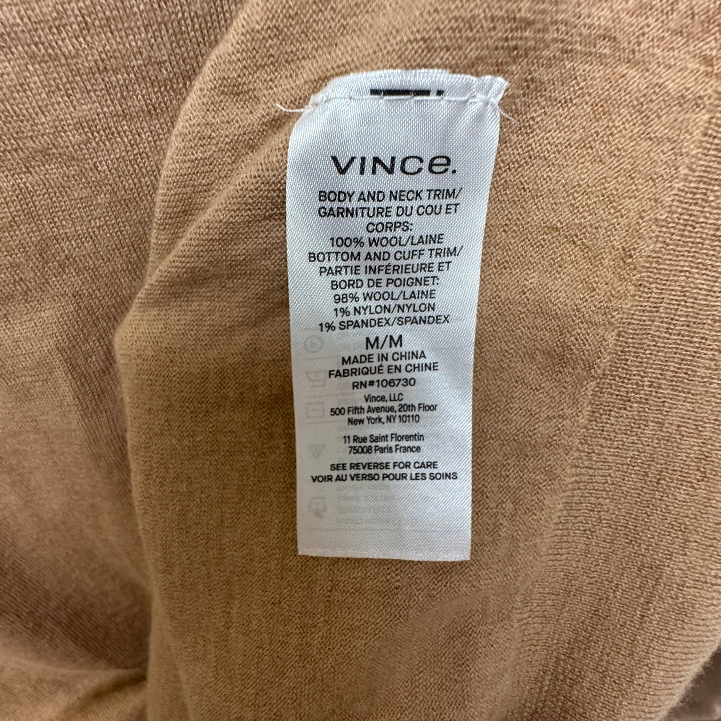 Wool Sweater By Vince In Tan, Size: M