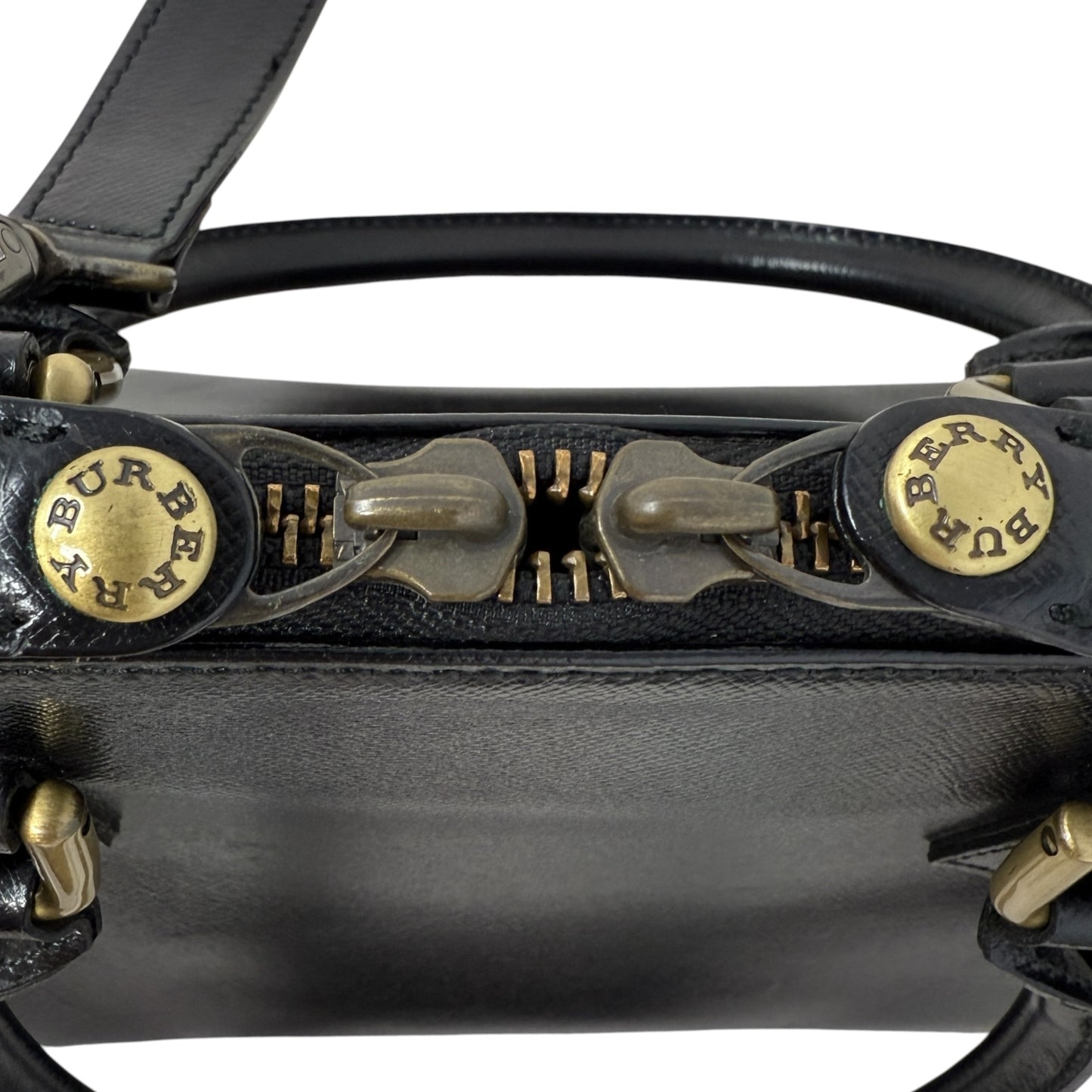 Vintage Saffiano Leather Dome Satchel Luxury Designer By Burberry, Size: Small