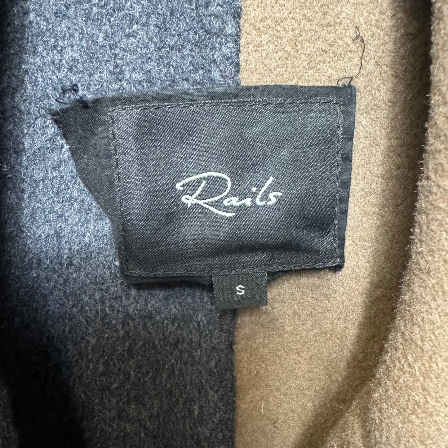 Bristol Wool-Blend Colorblock Double Breasted Coat By Rails In Charcoal & Camel, Size: S