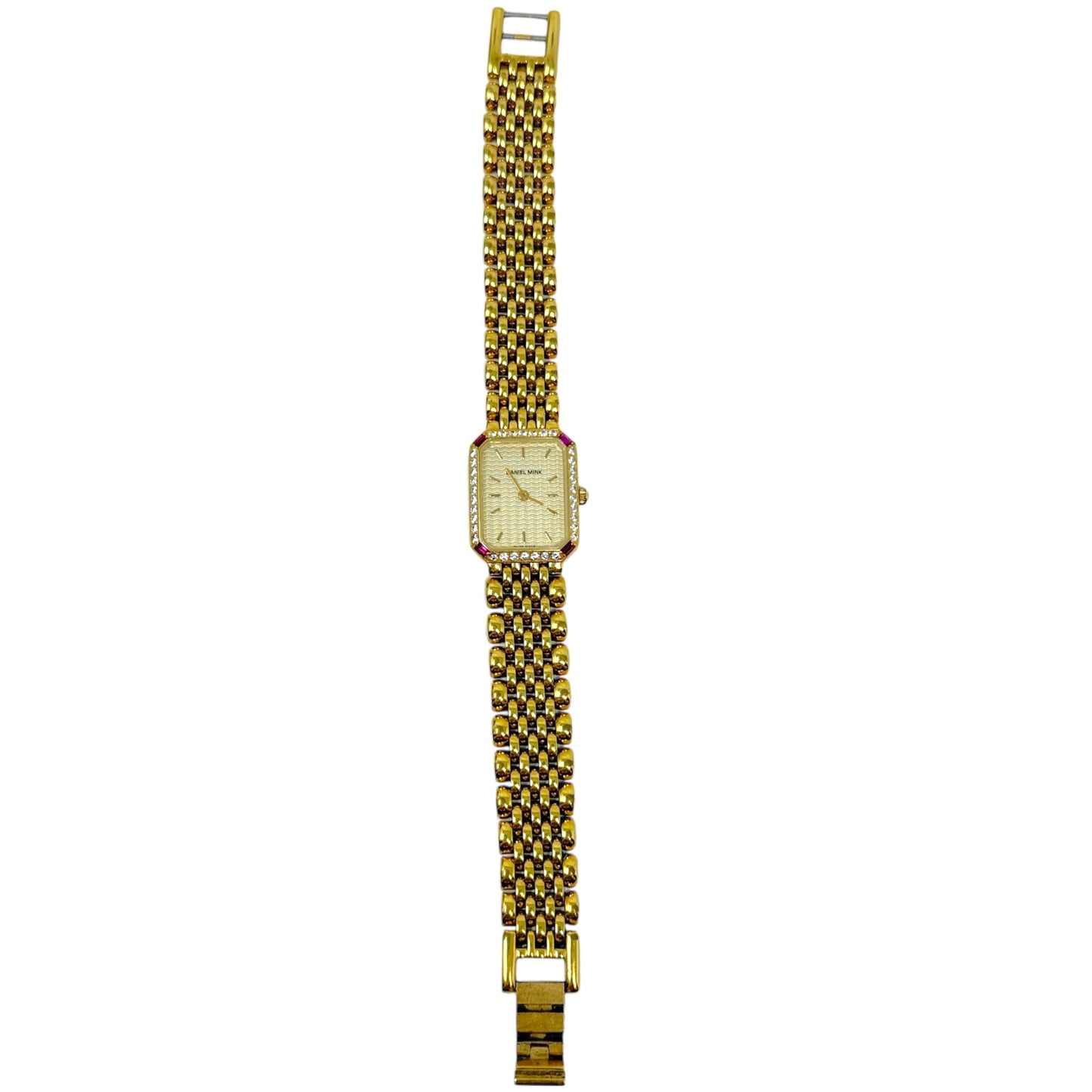 Vintage Elegance Collection Swiss Made 18k Gold Plated & CZ Bezel Watch By Daniel Mink