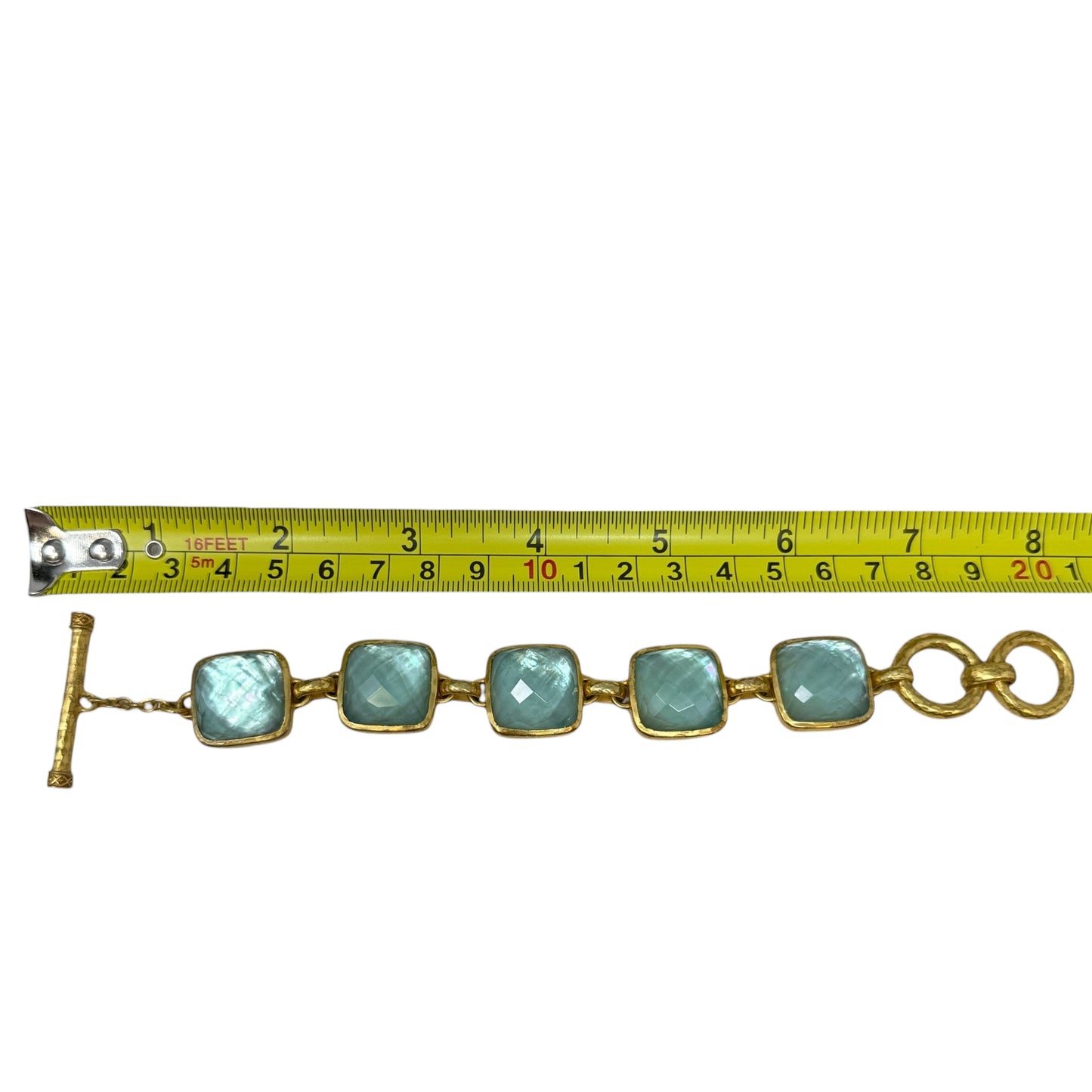 Catalina Stone 24K Gold Plate Bracelet By Julie Vos In Iridescent Capri Blue