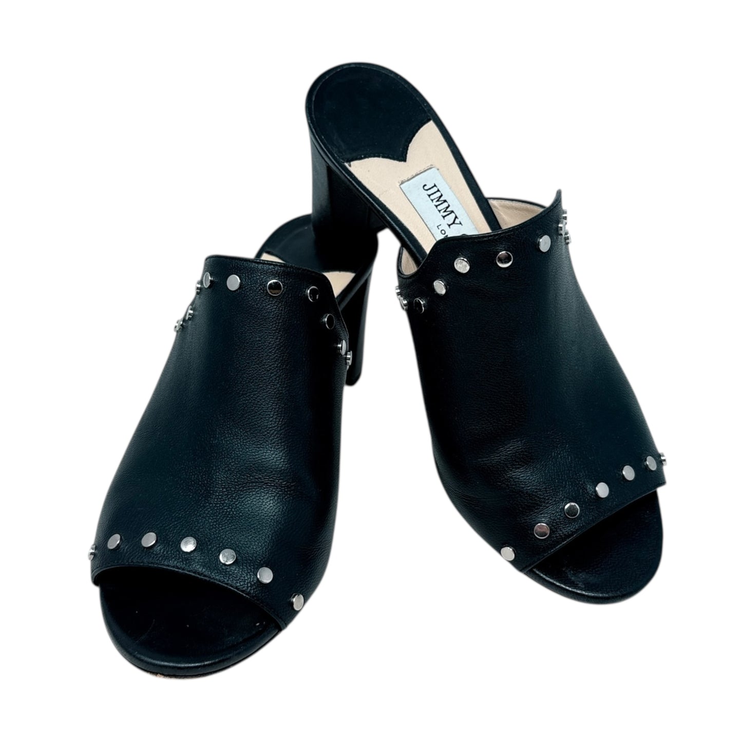 Myla 65 Studded Leather Mules Luxury Designer By Jimmy Choo In Black, Size: 7