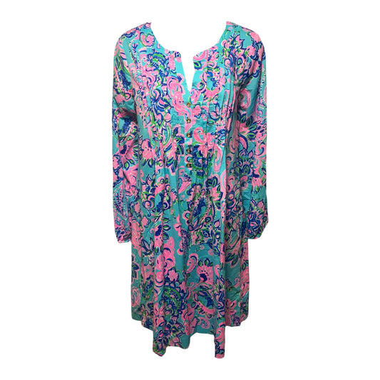 Seana UPF 50+ Dress Designer By Lilly Pulitzer In Blue Horizon Jungle Sunrise, Size: S