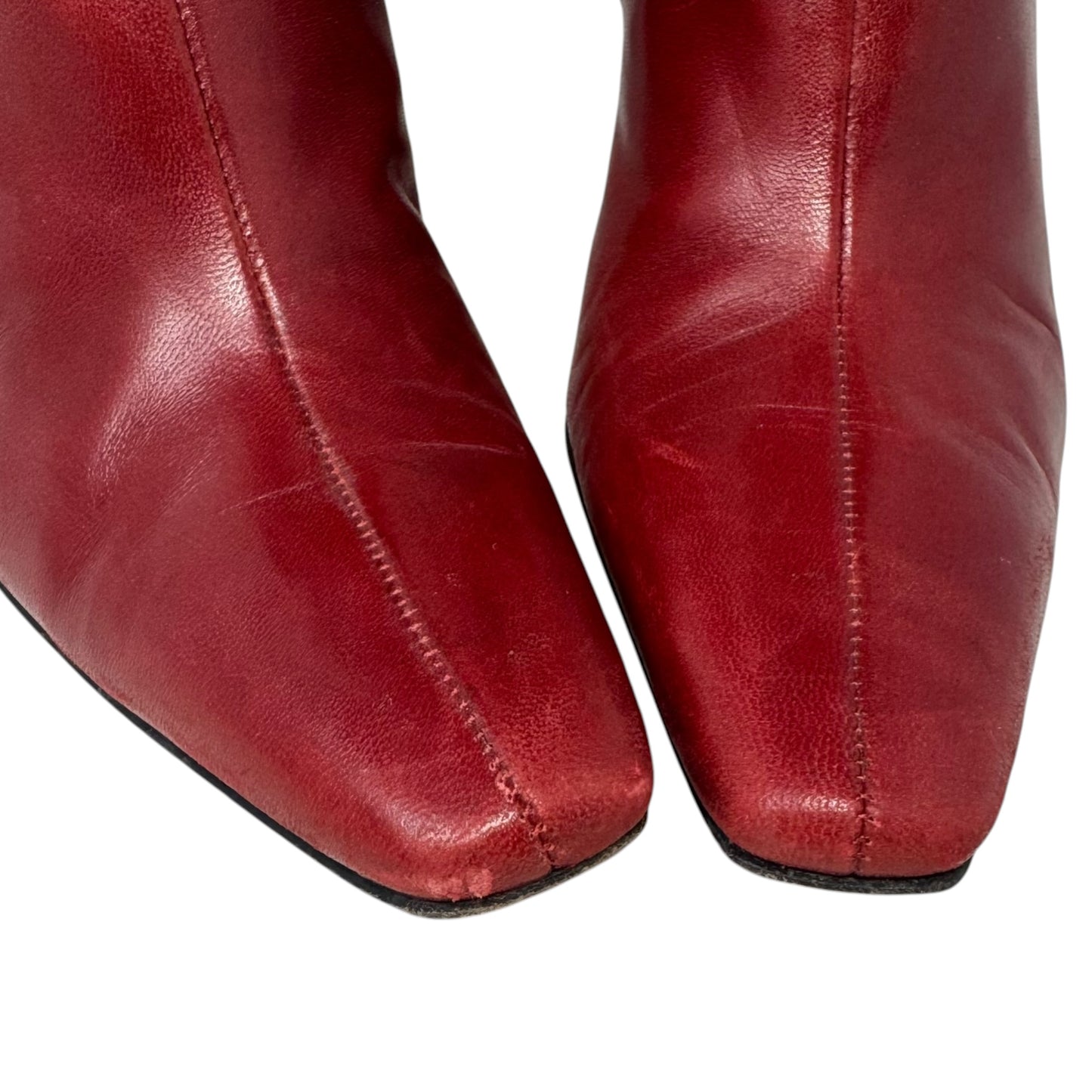 Leather Boots Knee Heels By Robert Clergerie In Red, Size: 7