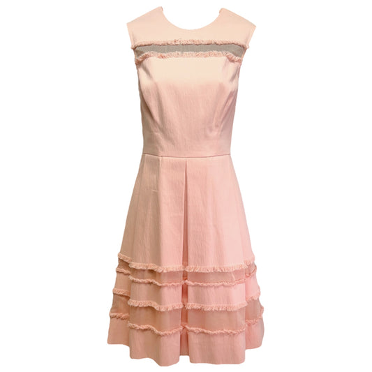 Grace Full-Skirt Fringe-Trim Dress Designer By Lela Rose In Blush, Size: 6