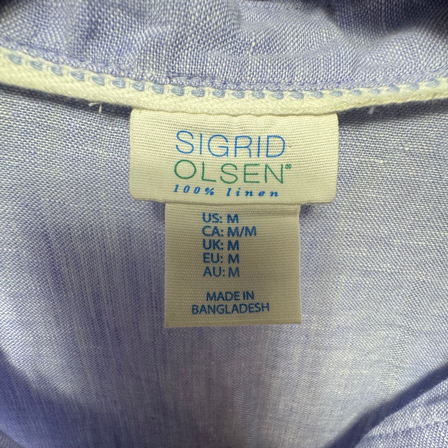 Linen Top 3/4 Sleeve By Sigrid Olsen In Blue, Size: M