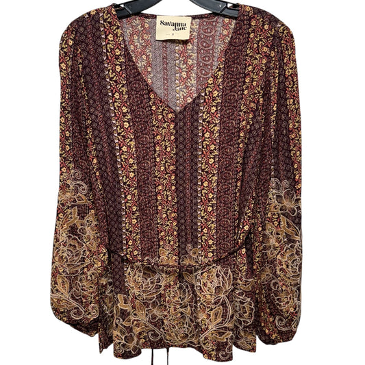 Top Long Sleeve By Savanna Jane In Multi-colored, Size: S