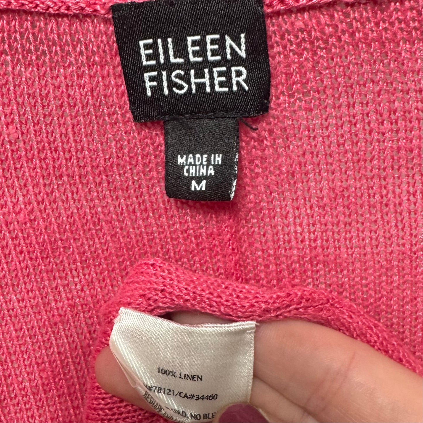 Linen Sweater Cardigan By Eileen Fisher In Pink, Size: M