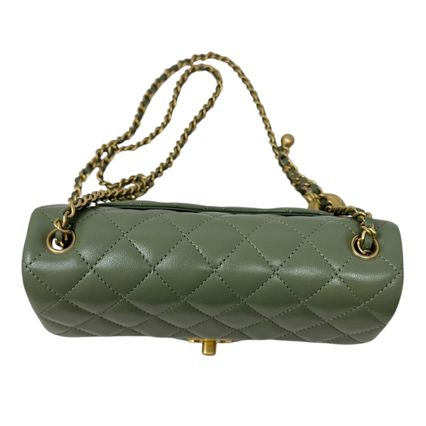 Quilted Lambskin Pearl Crush Mini Flap Handbag Luxury Designer By Chanel, Size: Small