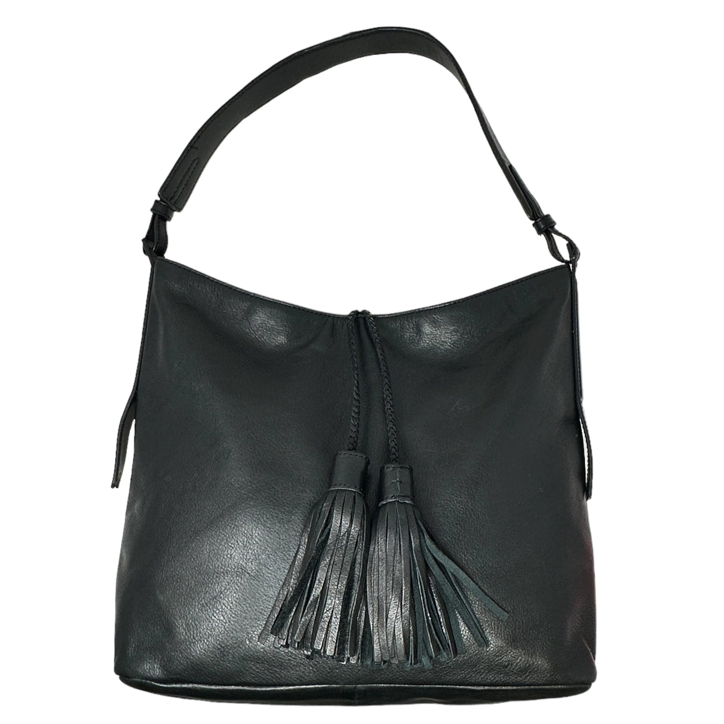 Tassel Hobo in Black Leather Designer By Margot, Size: Medium