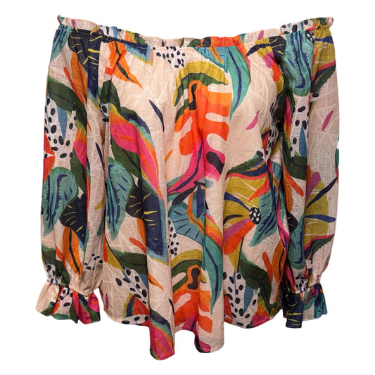 Top Long Sleeve By Ott In Tropical Print, Size: S