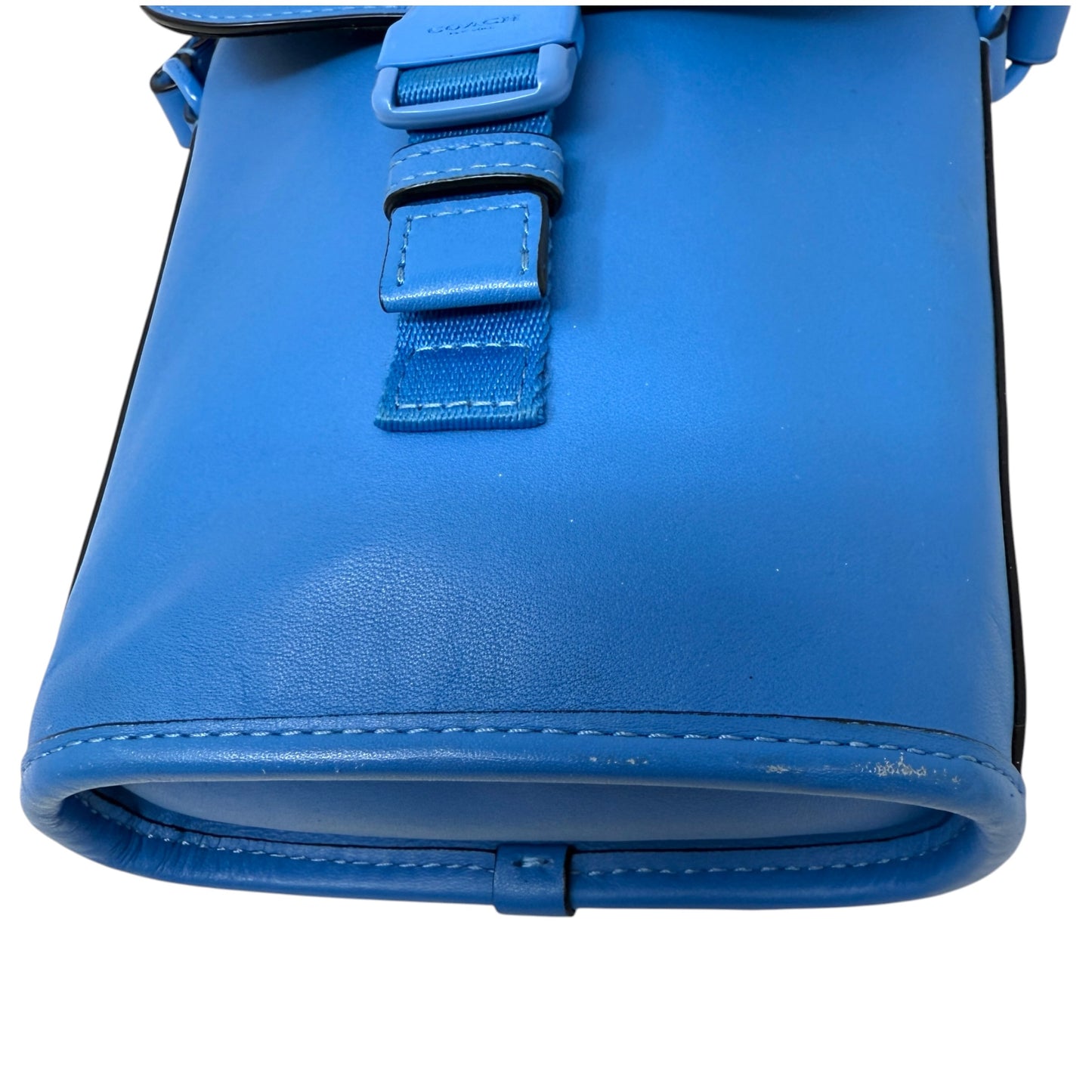 Track Small Flap Leather Crossbody Bag In Racer Blue Designer By Coach, Size: Small