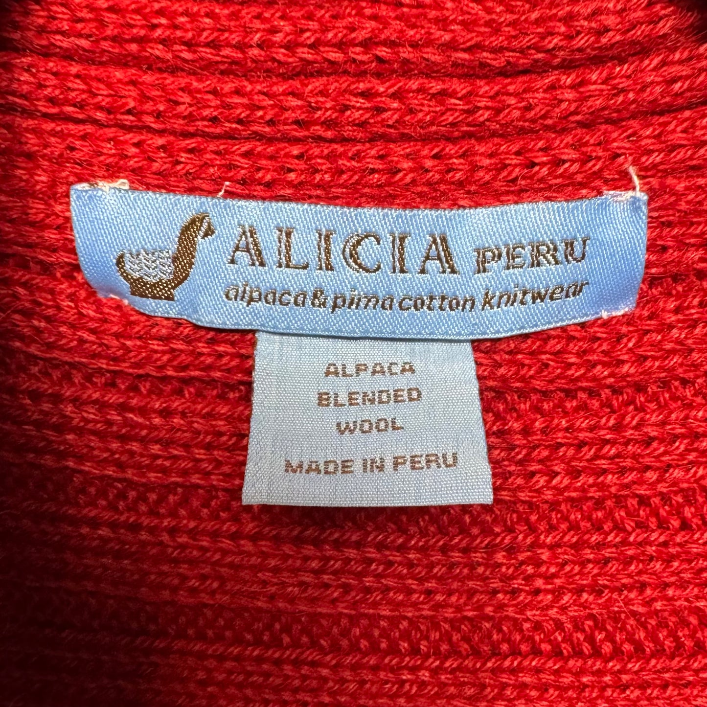 Pia Alpaca Cardigan By Alicia Peru In Red, Size: M