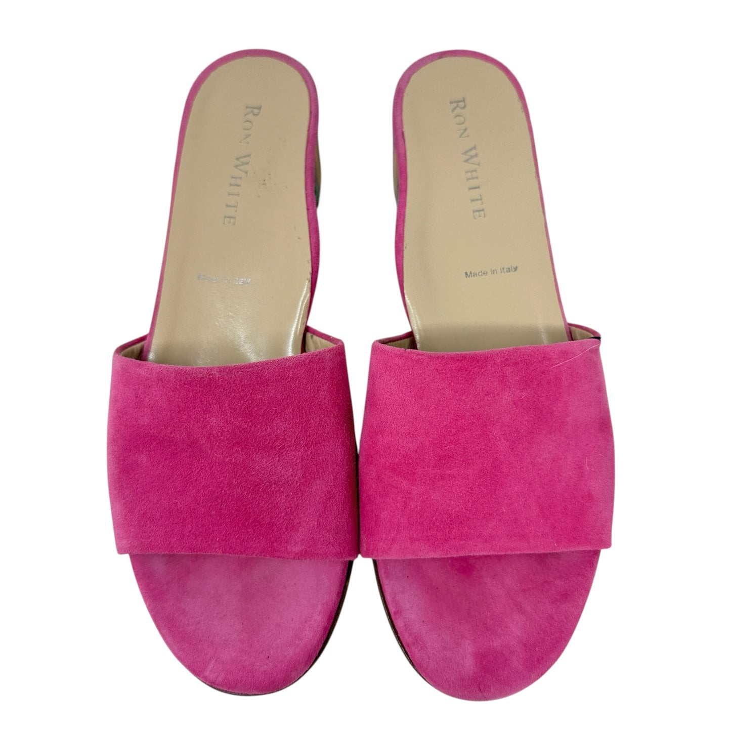 Suede Striped Block Heel Mule Sandals By Ron White In Pink, Size: 8.5