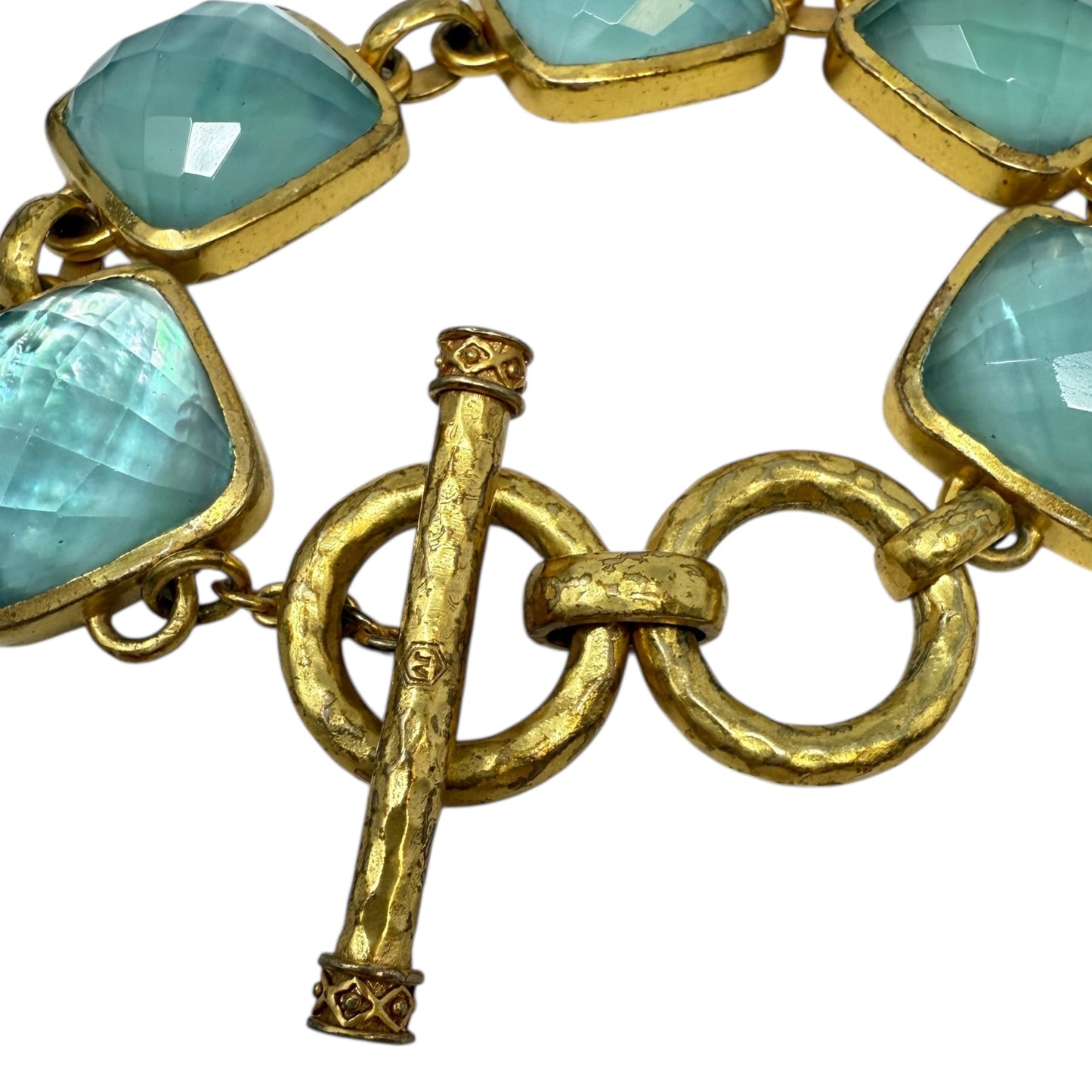 Catalina Stone 24K Gold Plate Bracelet By Julie Vos In Iridescent Capri Blue