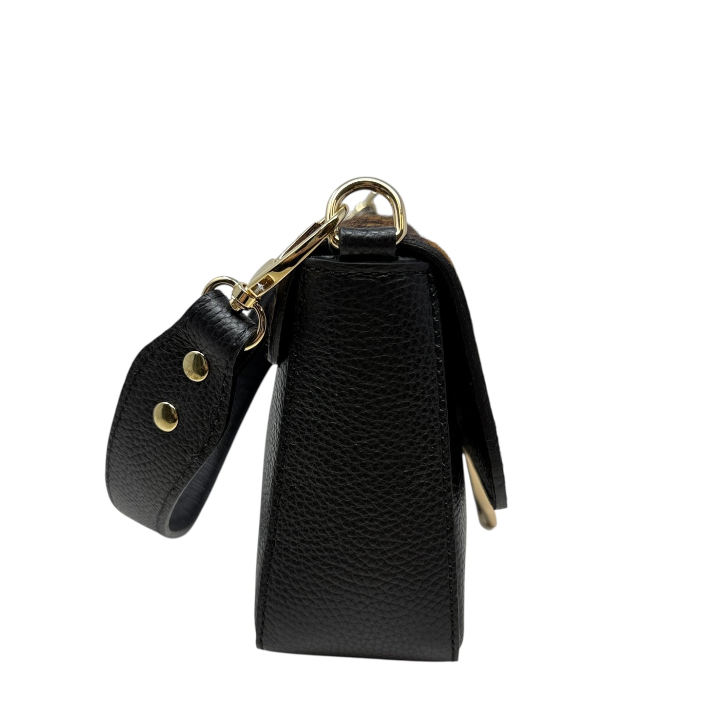 Made In Italy Leather Baguette Crossbody In Cheetah Print By Divina Firenze, Size: Medium
