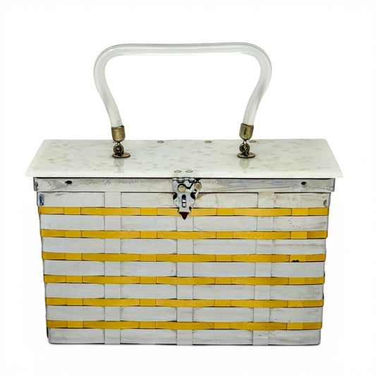 Vintage Collectible 50’s Metal & Lucite Woven Basket Box Bag By Dorset Rex 5th Ave, Size: Small