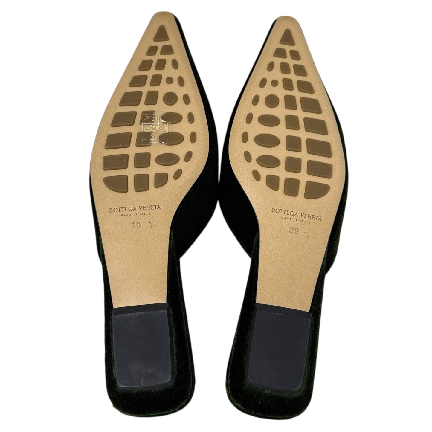 Carpet Point-Toe Ballerina Slippers Luxury Designer By Bottega Veneta In Bottle Green, Size: US 9/IT 39