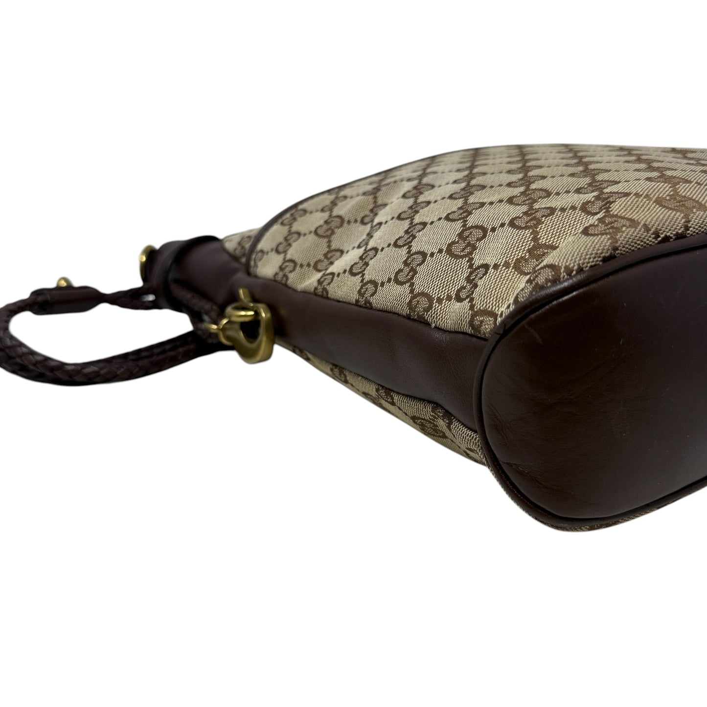 Vintage GG Monogram Canvas Braided Messenger Shoulder Bag  Luxury Designer By Gucci, Size: Medium