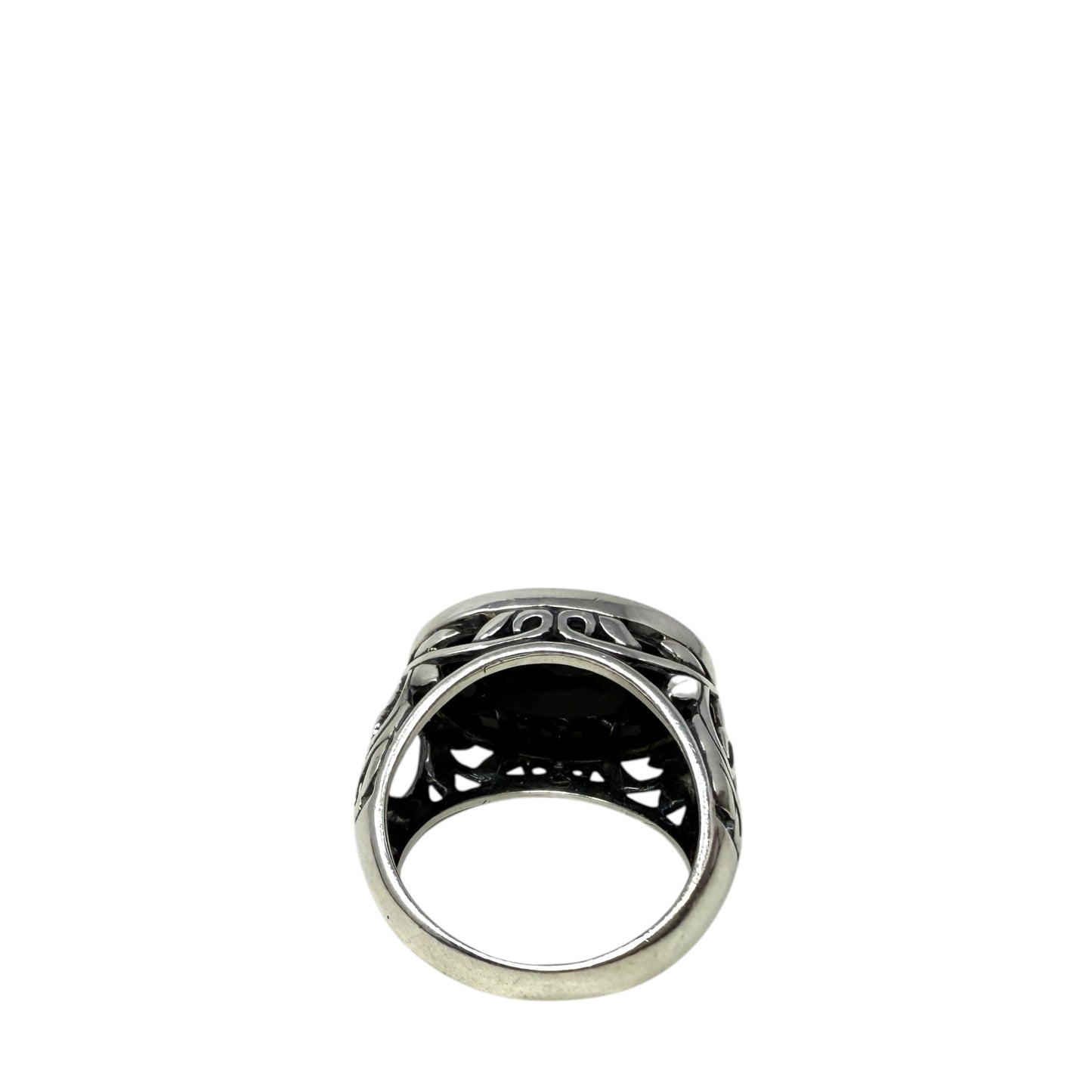 Sterling Silver, Onyx Chalcedony, Smoky Swirl Filigree Ring By Silpada, Size: 8