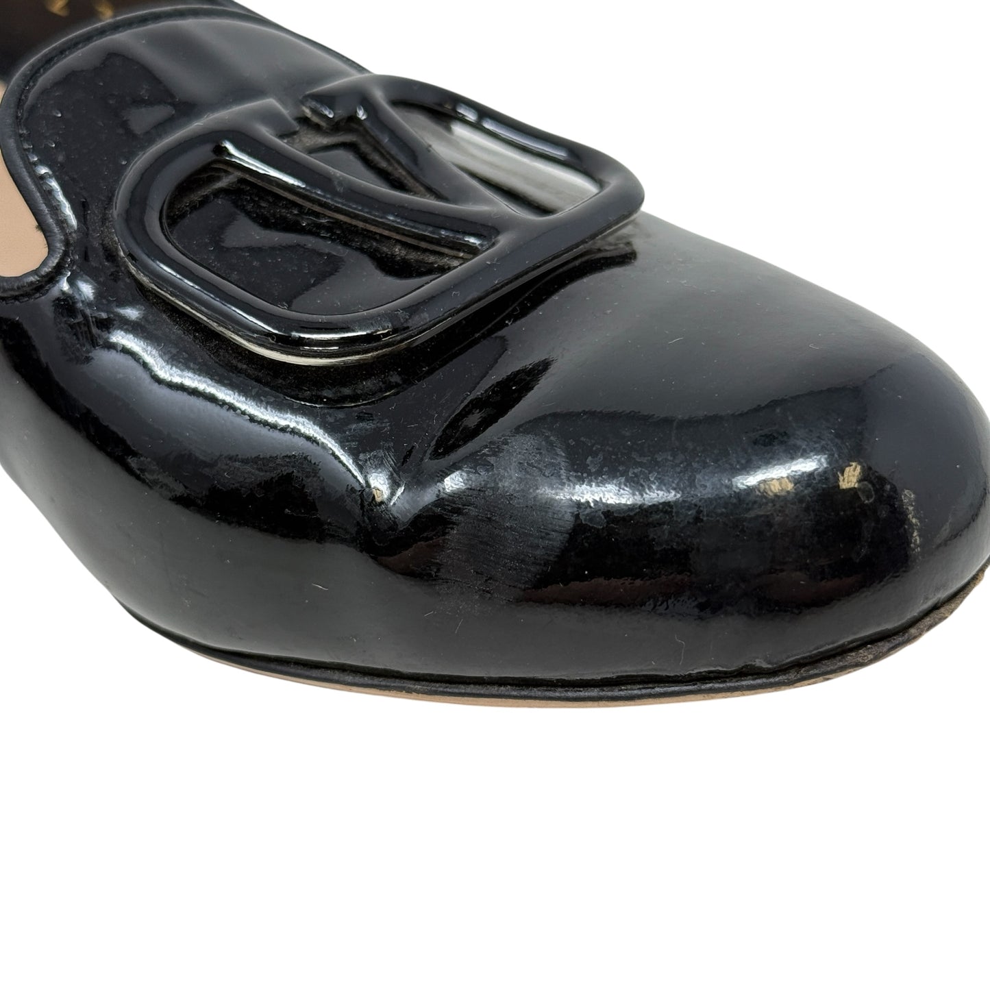 VLogo Patent Leather Loafers Luxury Designer By Valentino-garavani In Black, Size: 8.5 (IT 38.5)