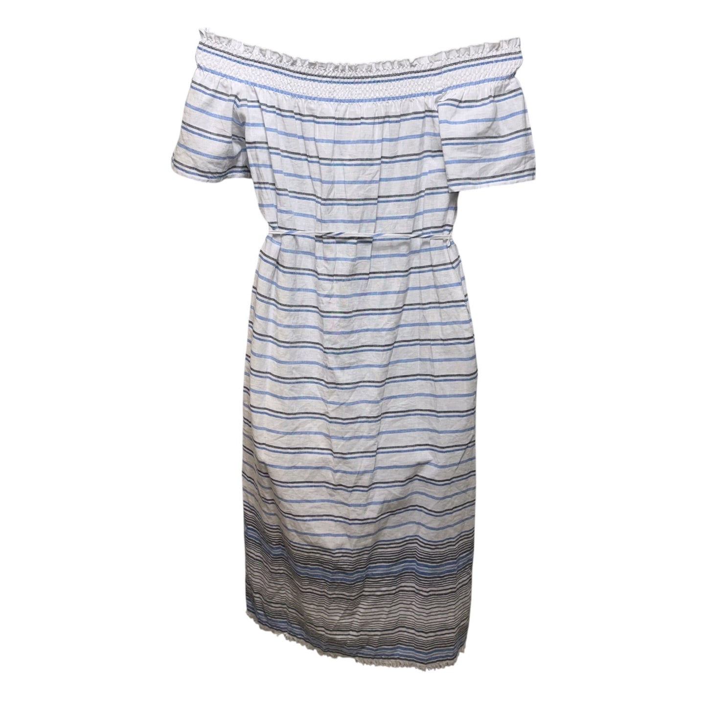 Linen-Cotton Midi Dress By Tommy Bahama In Striped Pattern, Size: M