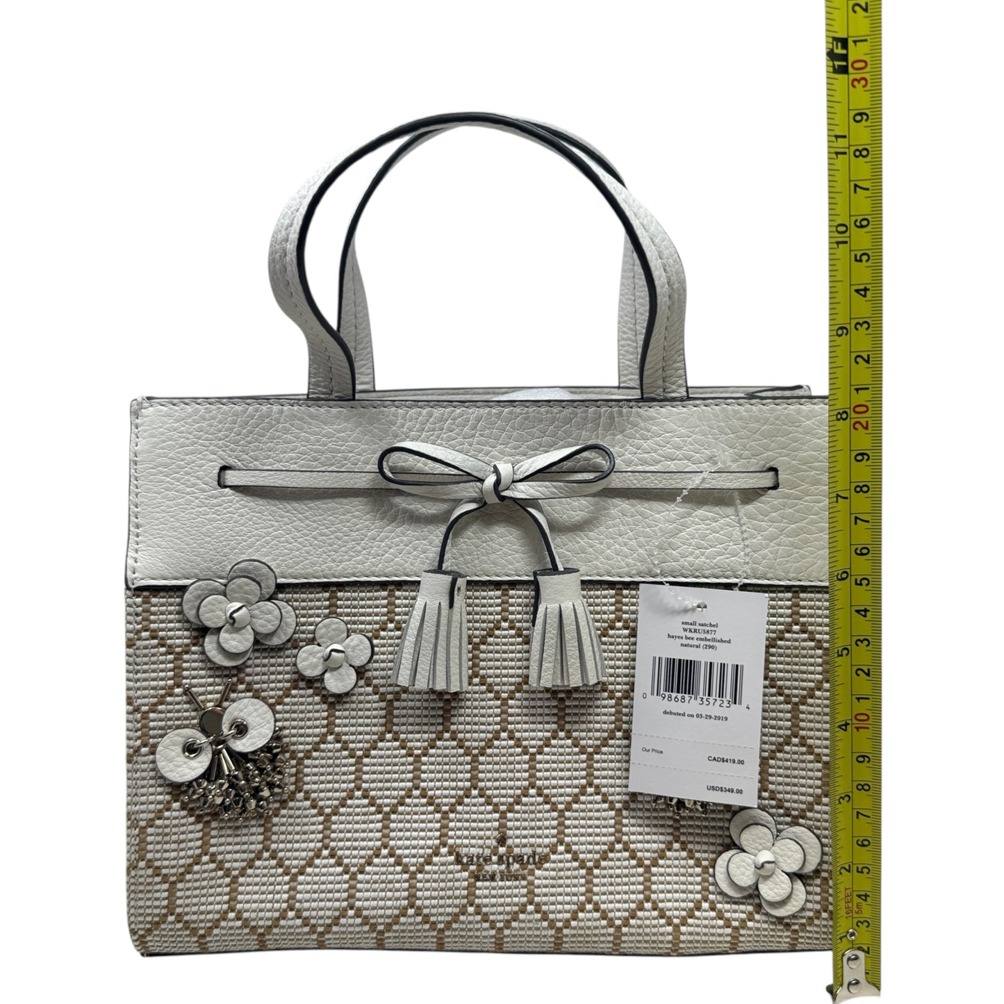 Hayes Bee Embellished Satchel Designer By Kate Spade, Size: Medium
