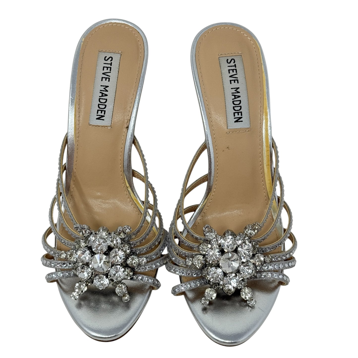 Pamola Rhinestone Stiletto Mules By Steve Madden In Silver, Size: 6