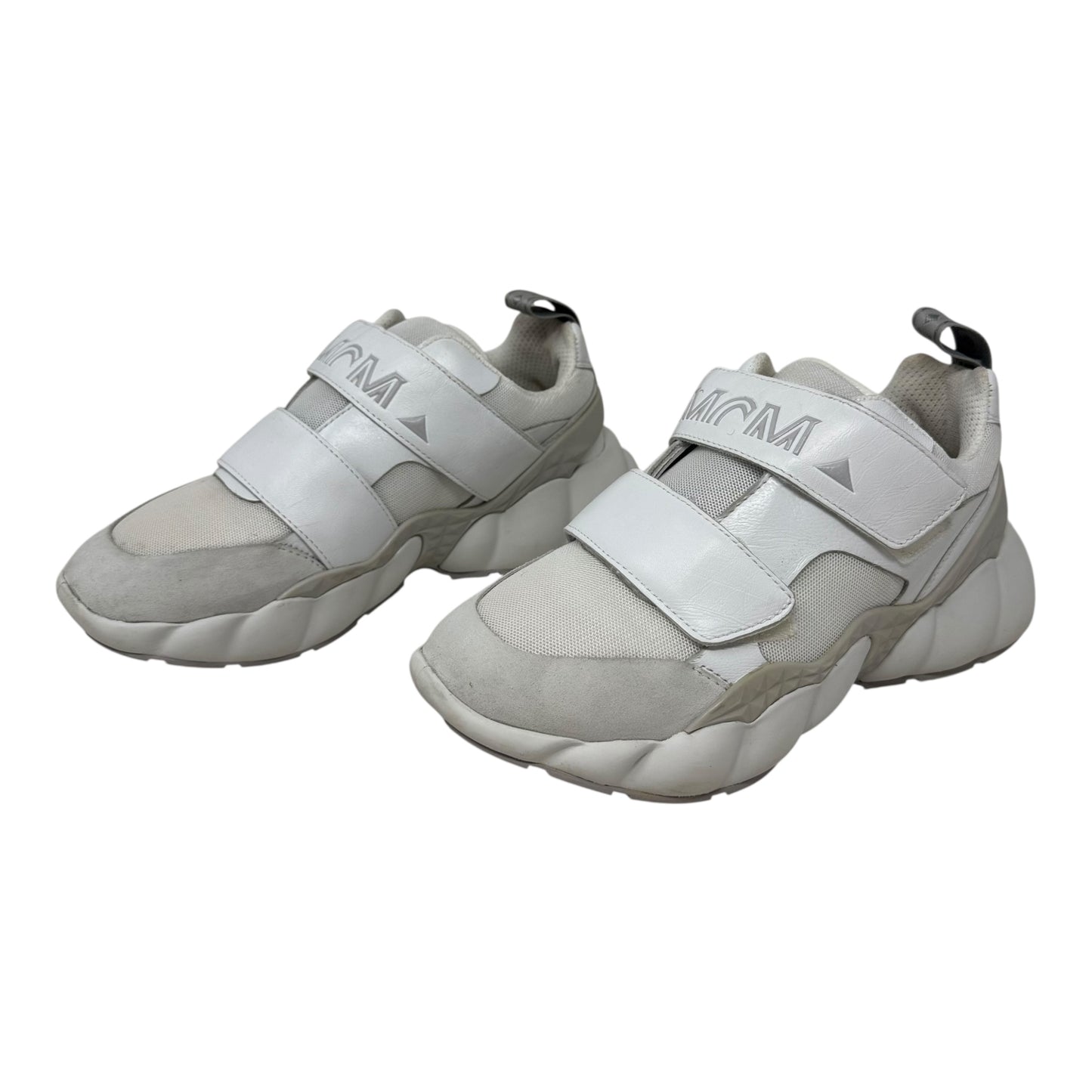 Himmel Low Top Velcro Sneakers Shoes Luxury Designer By Mcm In White, Size: 8 (38)