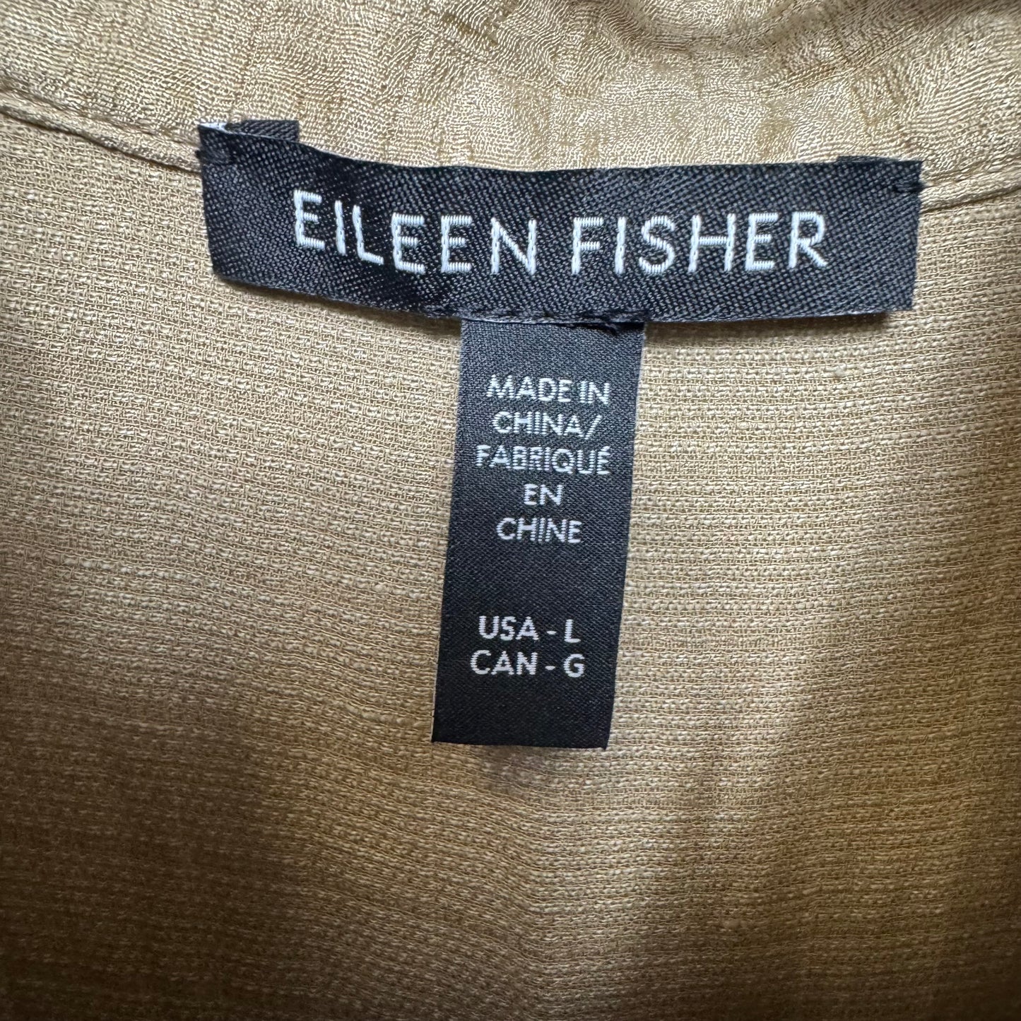 Stand Collar Silk Linen Blend Jacket By Eileen Fisher In Tan, Size: L