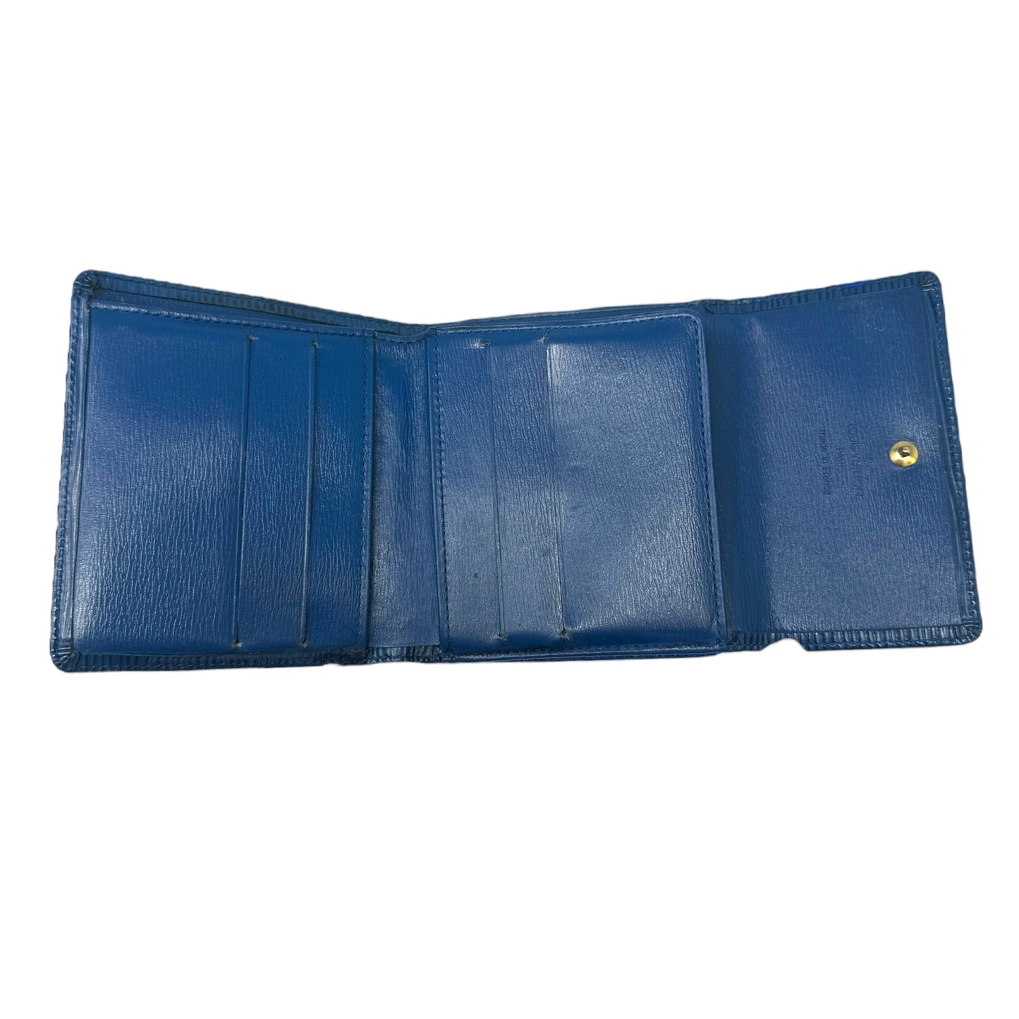 Epi Elise Wallet in Toledo Blue Luxury Designer By Louis Vuitton, Size: Medium