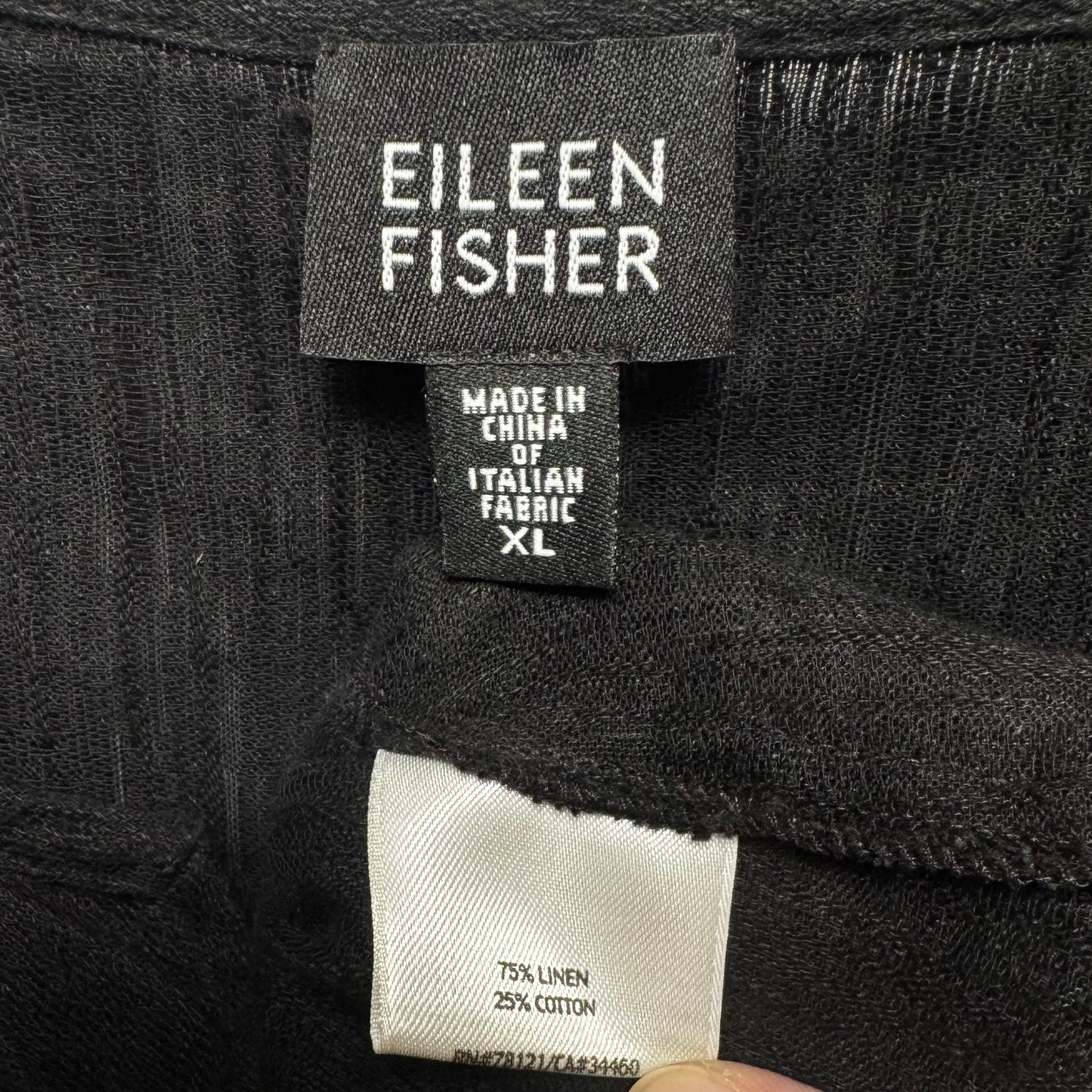 Linen Blend Top Sleeveless By Eileen Fisher In Black, Size: Xl
