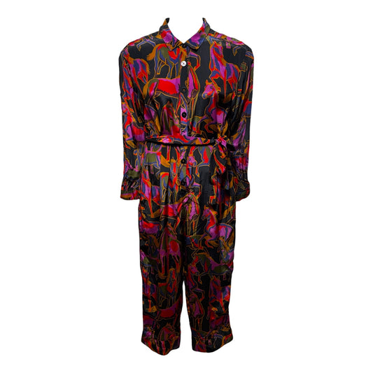Horse Printed Viscose Jumpsuit By Farm Rio In Animal Print, Size: L