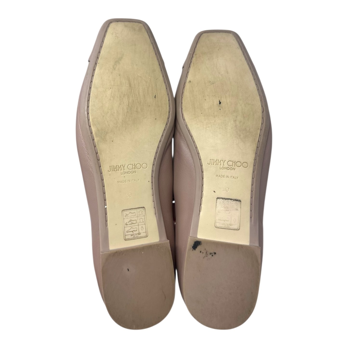 Gisela Napa Leather Ballet Flat Shoes Luxury Designer By Jimmy Choo In Tan, Size: 9