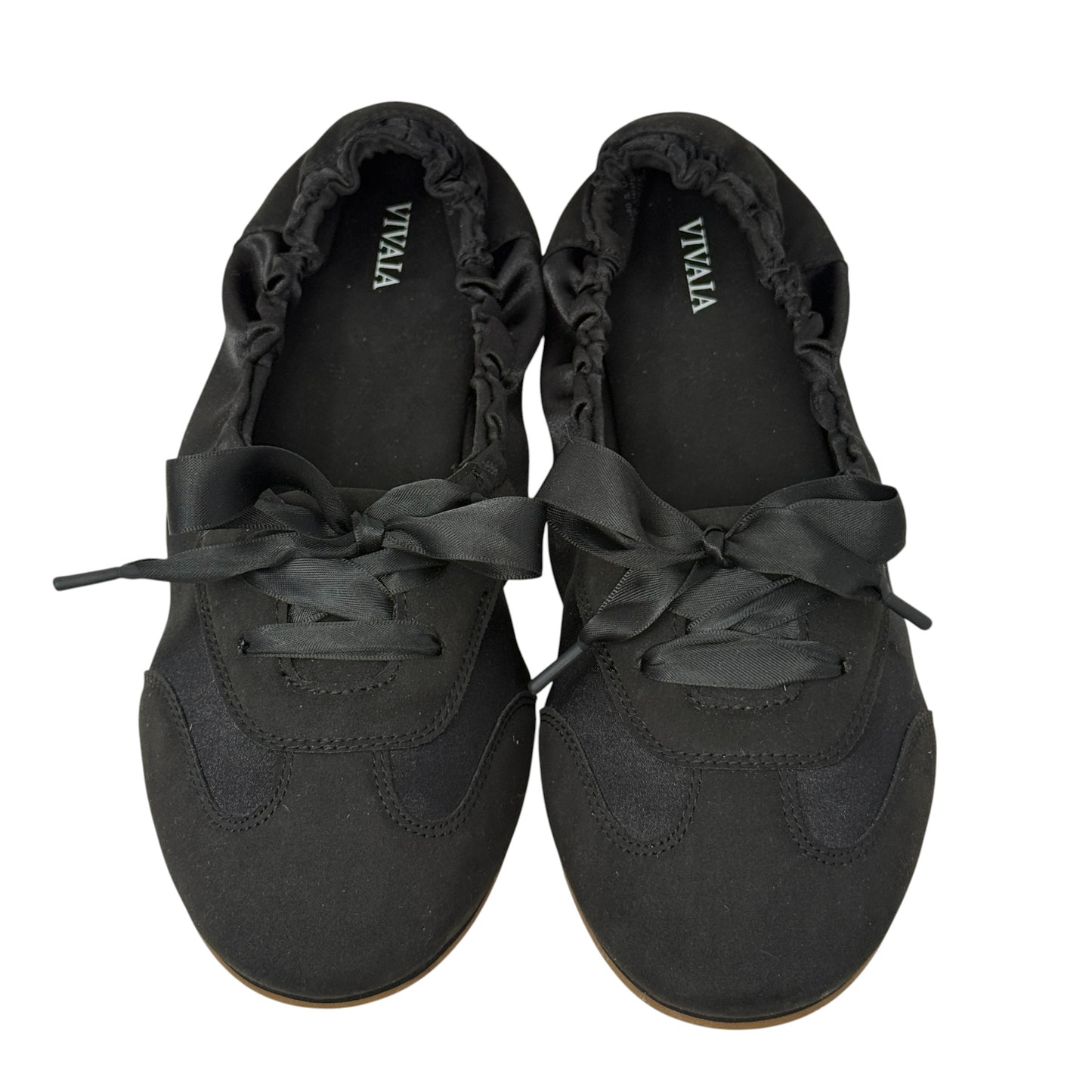 Yanka Round-Toe Satin Sneakerinas By Vivaia In Black, Size: 10.5