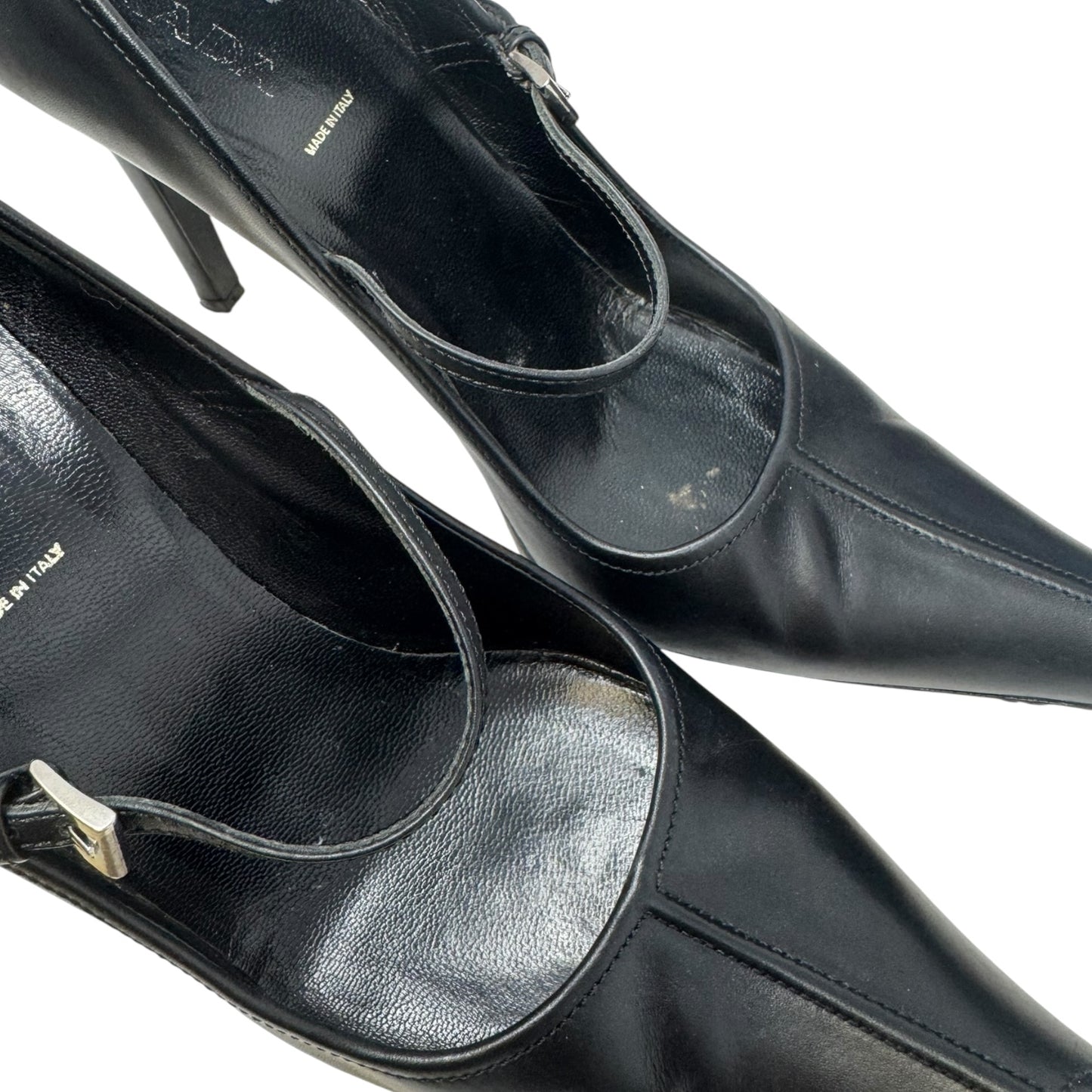 Heels Shoes Luxury Designer By Prada In Black, Size: 10 (IT 40)